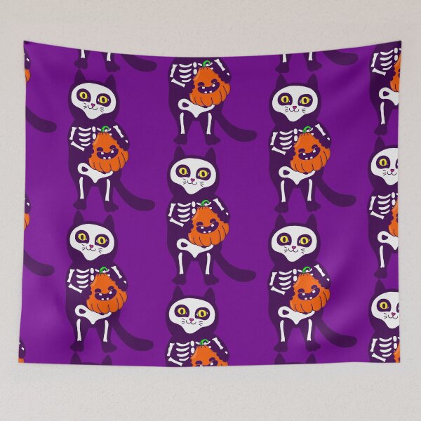 Item preview, mexican halloween cat skeleton pumpkin designed and sold by Gossip Rag.