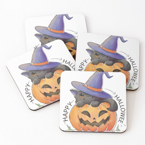 Item preview, Cat in pumpkin - Cute cat in pumpkin with witch hat for Halloween designed and sold by Virginiia89.