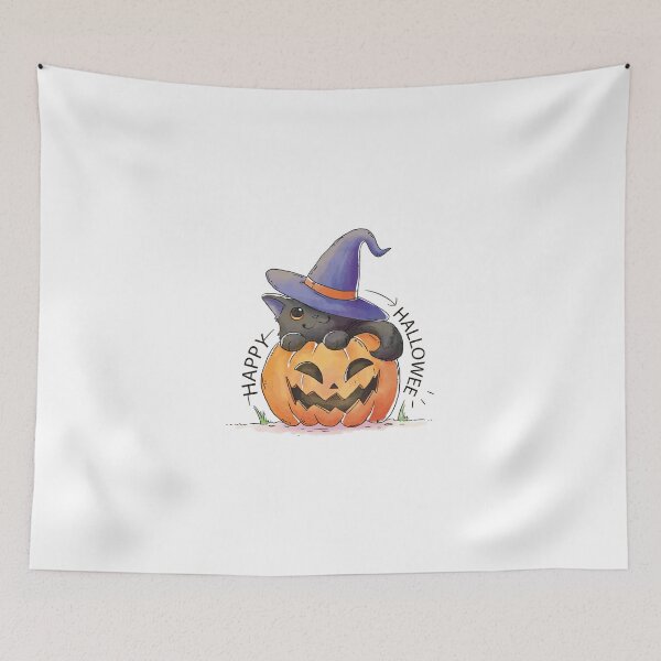 Item preview, Cat in pumpkin - Cute cat in pumpkin with witch hat for Halloween designed and sold by Virginiia89.