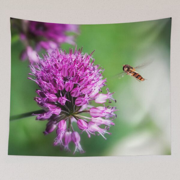 Item preview, Chive Flower and Hover Fly designed and sold by FOLK ART FUSION by heidiannemorris.