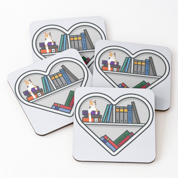 Item preview, Bookish Cat Aesthetic - Cat On A Bookshelf - Heart Shape Bookshelf designed and sold by Wiss2Arts.