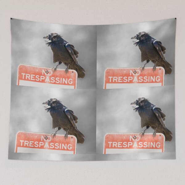 Item preview, Crow Perched on No Trespassing Sign designed and sold by CarolM.