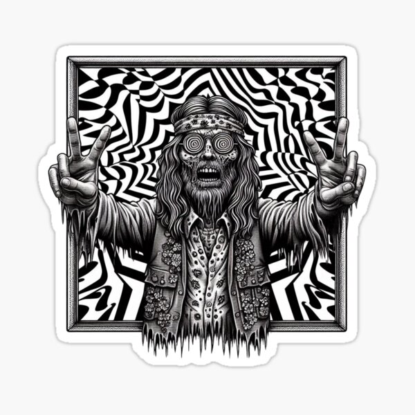 Item preview, A creepy hippie zombie on Halloween designed and sold by Sublime Infinito.