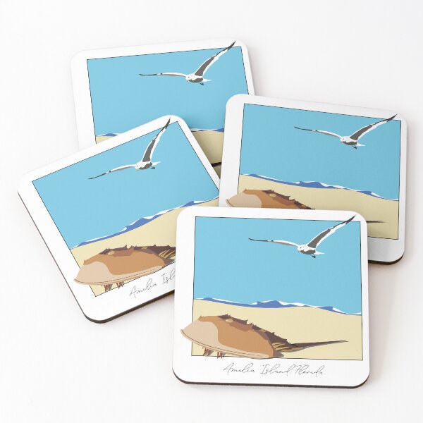 Item preview, Horseshoe Crab and Seagull Beach Design Amelia Island, Florida Hand Script designed and sold by laughingwillows.