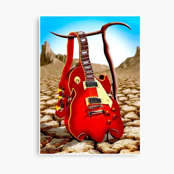 MELTED GUITAR : Vintage Abstract Desert Print Canvas Print