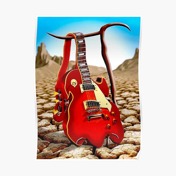 MELTED GUITAR : Vintage Abstract Desert Print Poster