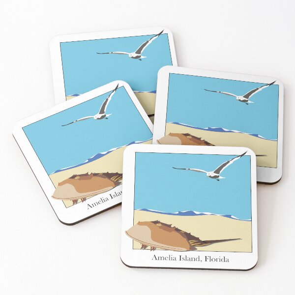 Item preview, Horseshoe Crab and Seagull Beach Design Amelia Island, Florida Baskerville designed and sold by laughingwillows.