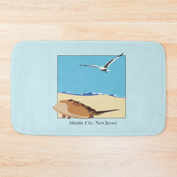 Item preview, Horseshoe Crab and Seagull Beach Design Atlantic City, New Jersey Baskerville designed and sold by laughingwillows.