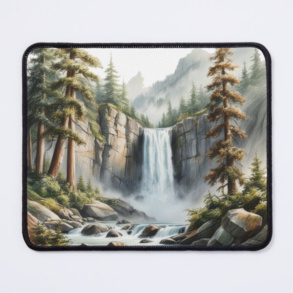 Artikelvorschau, Ein Wasserfall ist auf einem Waldgemälde abgebildet entworfen und verkauft von PWDigitalArt.