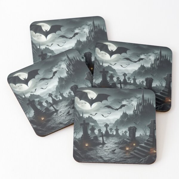 Artikelvorschau, Fledermäuse auf Friedhöfen Vollmond, Halloween Fledermäuse, Halloween nachts entworfen und verkauft von Expressions-Sel.