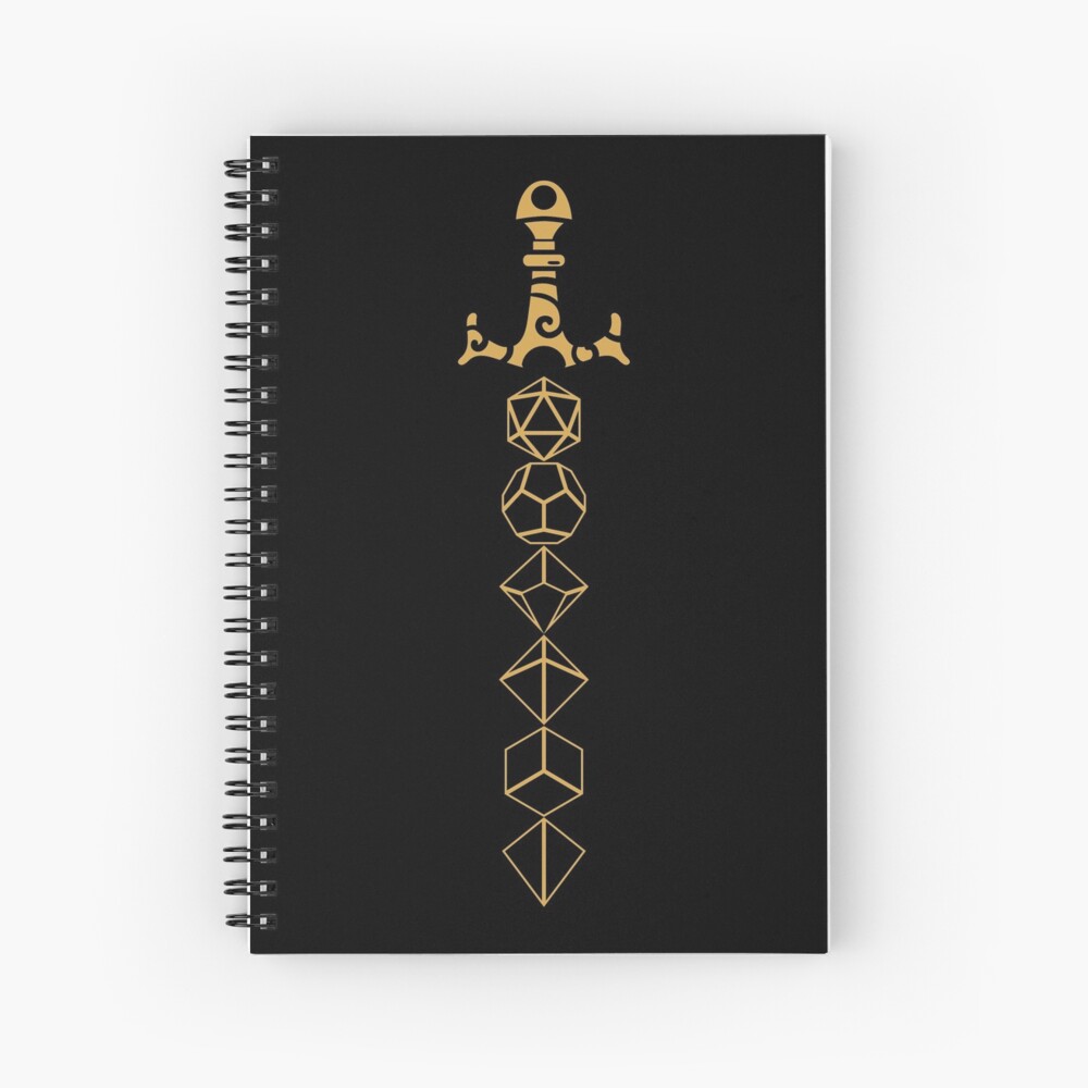 Dice Set Sword Tabletop RPG Gaming Spiral Notebook
