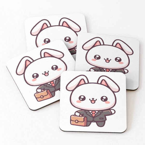 Item preview, Business rabbit, kawaii chibi style rabbit wearing a suit with a briefcase designed and sold by AdrianMDesigns.