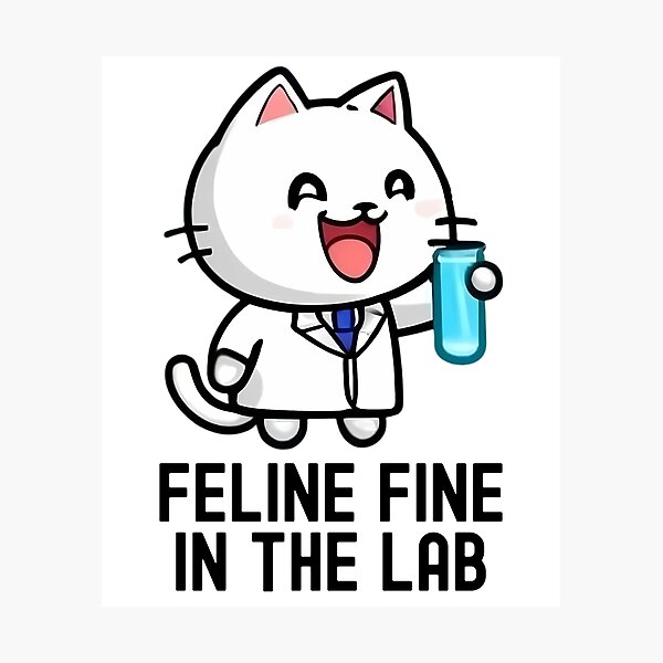 Item preview, Feline Fine In The Lab | Science Cat | Experiment Cat | Geeky Cat Lover | Laboratory Cat | Geek Cat | Nerd Cat designed and sold by jadedscientist.