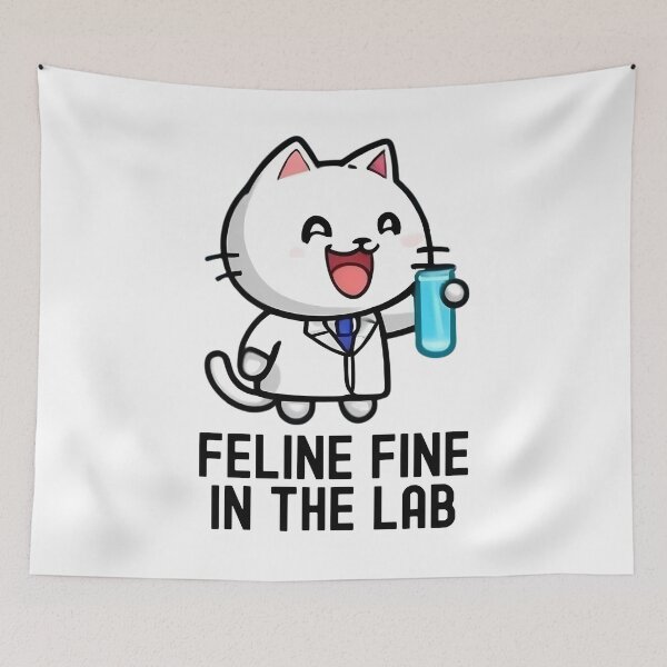 Item preview, Feline Fine In The Lab | Science Cat | Experiment Cat | Geeky Cat Lover | Laboratory Cat | Geek Cat | Nerd Cat designed and sold by jadedscientist.