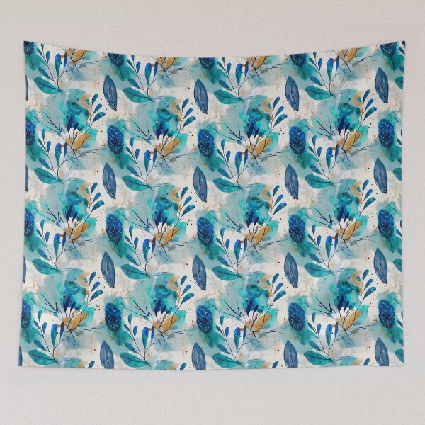 Item preview, Blue and gold floral pattern designed and sold by teach92.