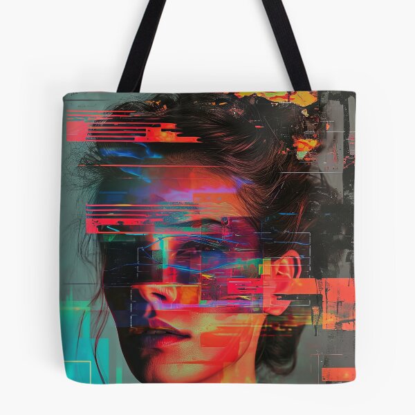 Item preview, Women portraits, digital distortion, intense glitch colors designed and sold by Piotrek0001.