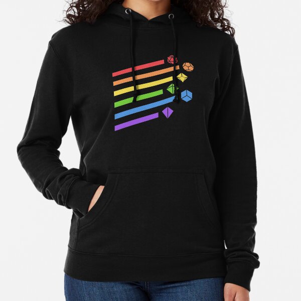 Rainbow Dice Set Tabletop RPG Gaming Lightweight Hoodie