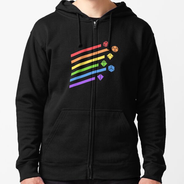Rainbow Dice Set Tabletop RPG Gaming Zipped Hoodie