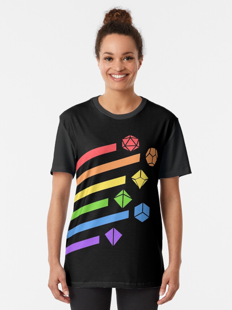 Alternate view of Rainbow Dice Set Tabletop RPG Gaming Graphic T-Shirt