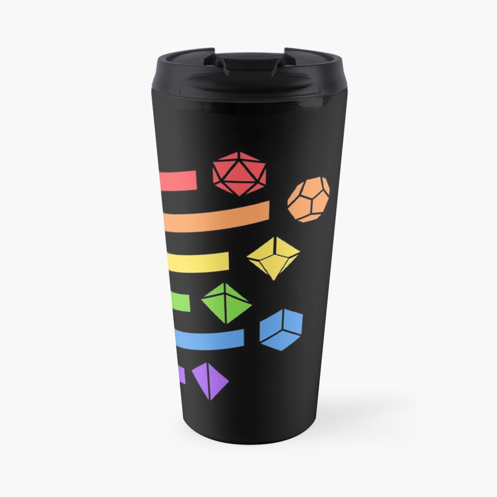 Rainbow Dice Set Tabletop RPG Gaming Travel Mug