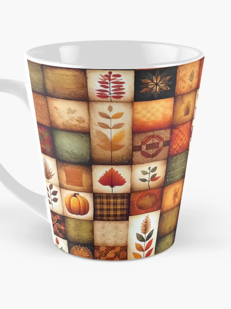 Thumbnail 3 of 4, Coffee Mug, Fall Colored Patchwork Pattern designed and sold by PinUpPizzazz.