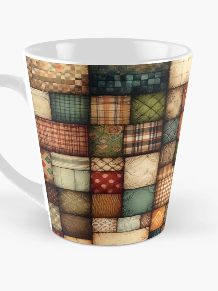 Thumbnail 3 of 4, Coffee Mug, Fall Colored Patchwork Pattern designed and sold by PinUpPizzazz.