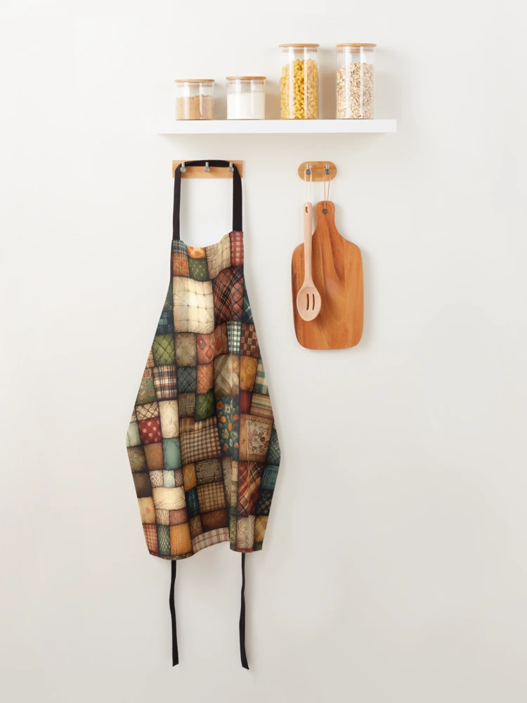 Thumbnail 4 of 6, Apron, Fall Colored Patchwork Pattern designed and sold by PinUpPizzazz.