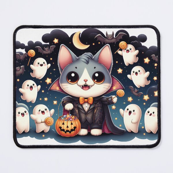 Item preview, Vampire Cat Is Giving Out Halloween Treats To Ghosts designed and sold by HappyHavenStu.