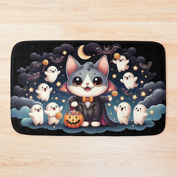 Item preview, Vampire Cat Is Giving Out Halloween Treats To Ghosts designed and sold by HappyHavenStu.