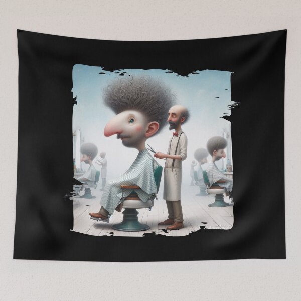 Item preview, Barber Trimming a Man with Lush Hair designed and sold by Hungry-Murphy.
