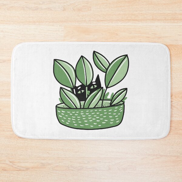 Item preview, Black cat hiding behind the indoor plant  designed and sold by jasmineberry.