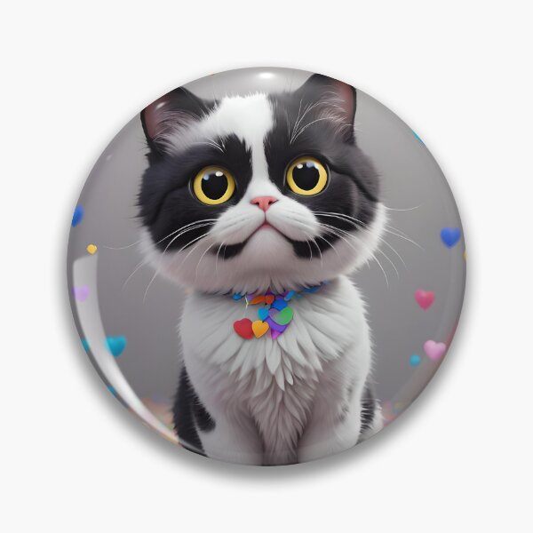 Item preview, Cute Black and White Cat with Rainbow Hearts Background designed and sold by Giftables.