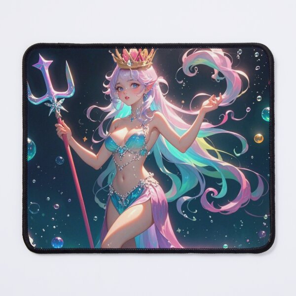 Item preview, Sovereign Sea Goddess: Pink and Blue Elemental Queen with Radiant Crown designed and sold by DEEPDesignsART.