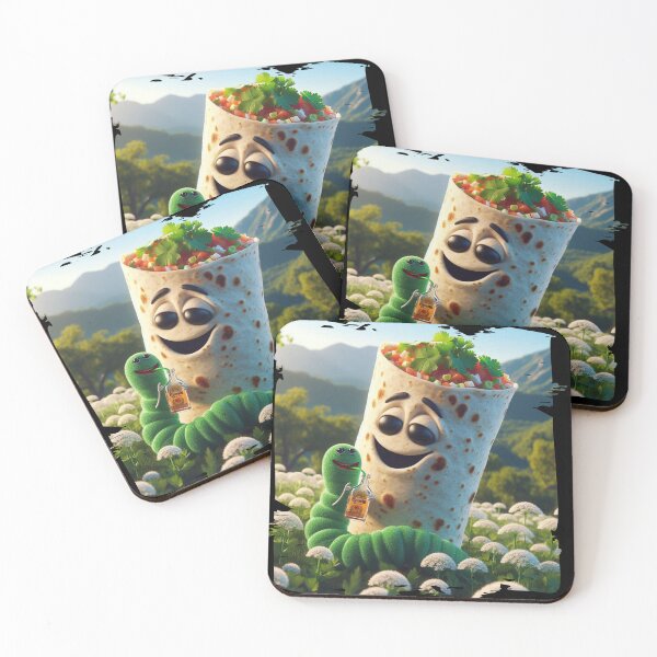 Item preview, Smiling Tortilla on a Meadow with a Rum-Drinking Worm designed and sold by Hungry-Murphy.