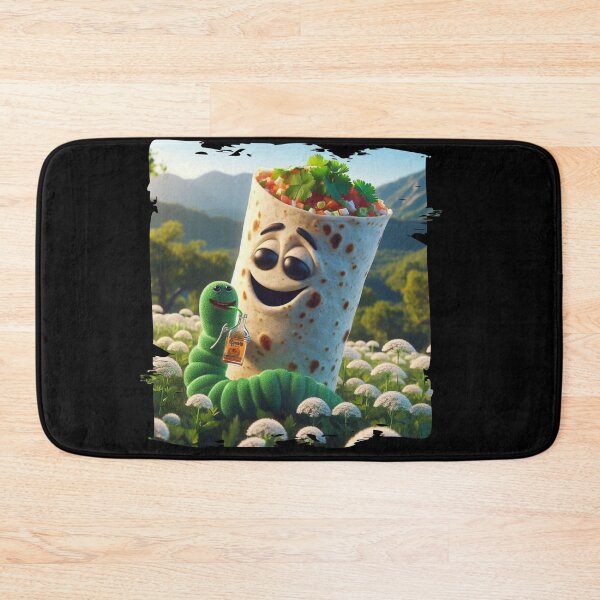 Item preview, Smiling Tortilla on a Meadow with a Rum-Drinking Worm designed and sold by Hungry-Murphy.