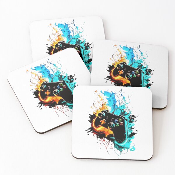 Item preview, Fiery Ice Gamer Controller Art Print - Vibrant Gaming Room Wall Decor designed and sold by Ice Diamond Designs.