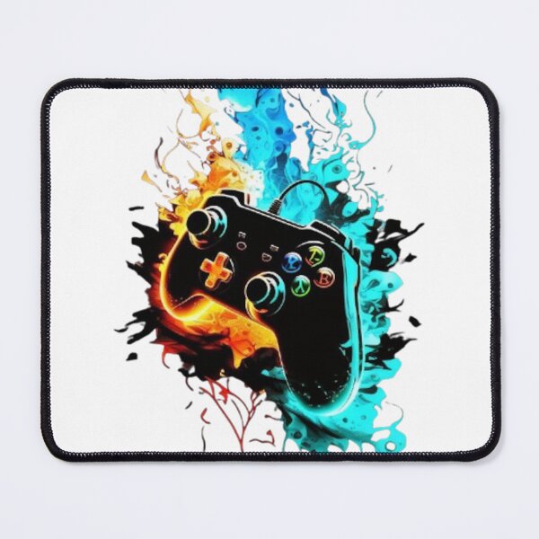 Item preview, Fiery Ice Gamer Controller Art Print - Vibrant Gaming Room Wall Decor designed and sold by Ice Diamond Designs.