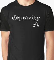 Depravity Handcuffs Small Monotone Dark Graphic T-Shirt