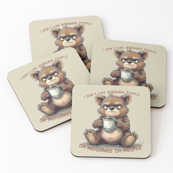 Item preview, Grumpy Bear Drinking Coffee - Morning Hater Design designed and sold by Grin-and-Gear.