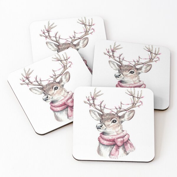 Item preview, Festive Reindeer with Pink Scarf and Lights Sticker designed and sold by Liseri.