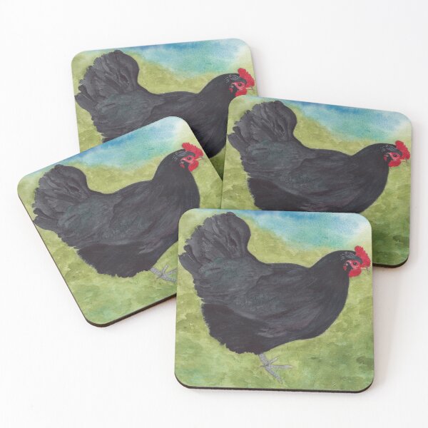 How Do You Like My Little Black Dress? Black Hen Coasters (Set of 4)