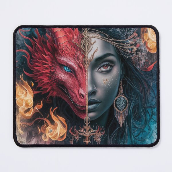 Item preview, historical fantasy romantic movement dragon and princess face with emotional healing designed and sold by RAZ1995.