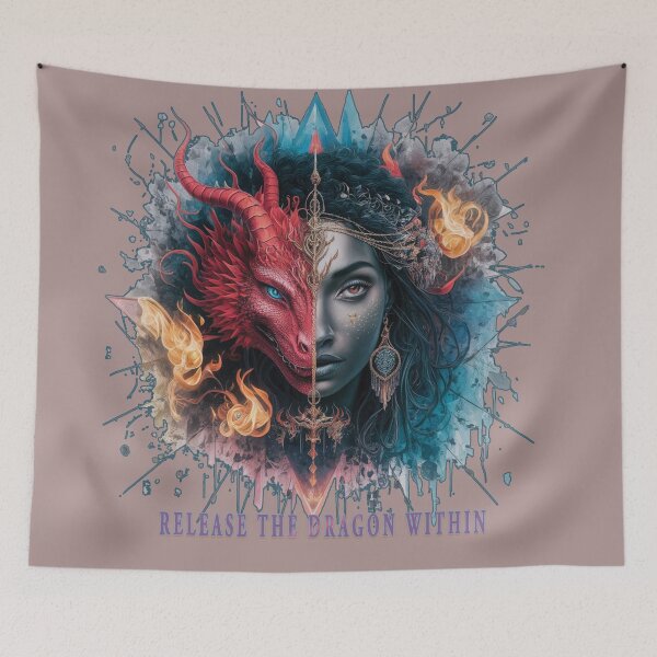 Item preview, historical fantasy romantic movement dragon and princess face with emotional healing designed and sold by RAZ1995.