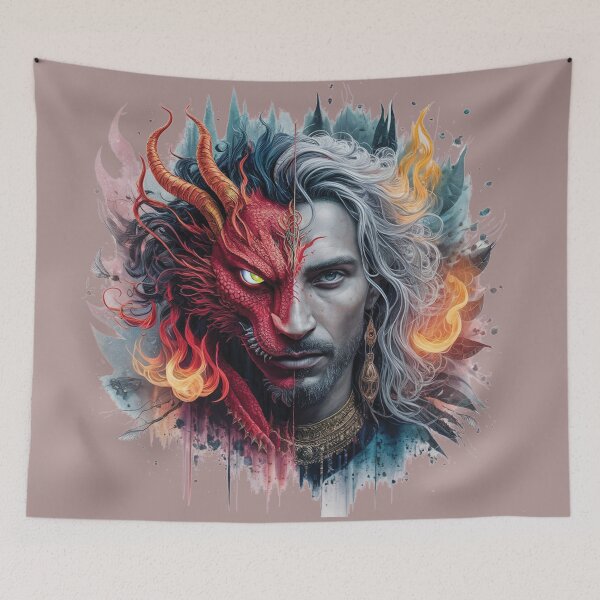 Item preview, historical fantasy romantic movement dragon and prince face designed and sold by RAZ1995.
