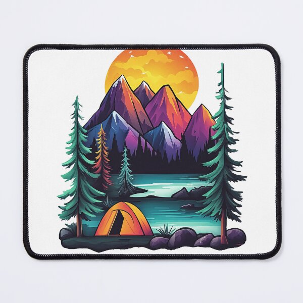 Item preview, Colorful Mountain Camping Scene designed and sold by BeUniqueCo.