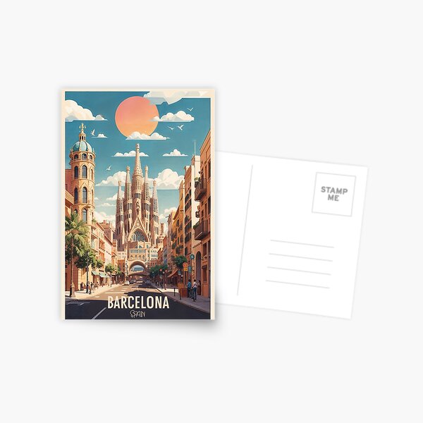 Item preview, Vintage Barcelona Travel Poster: Explore Spanish Beauty designed and sold by Ceemko's Vintage Corner.