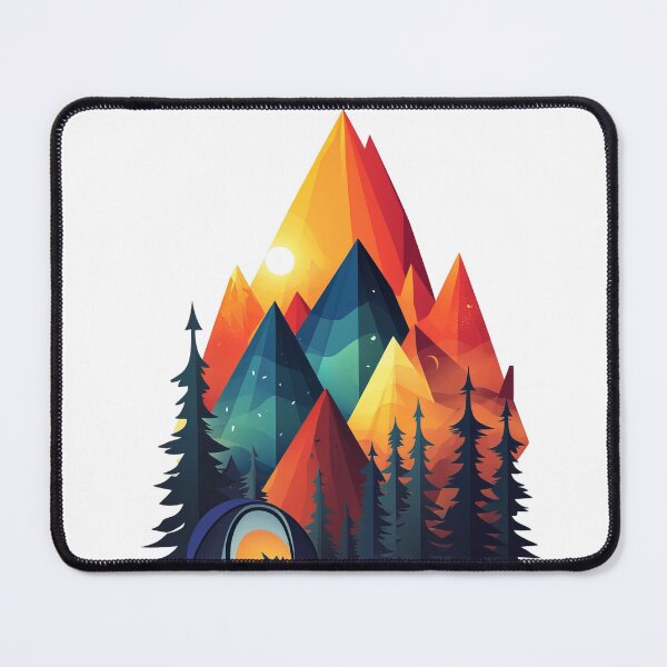 Item preview, Geometric Mountain Camping Adventure designed and sold by BeUniqueCo.