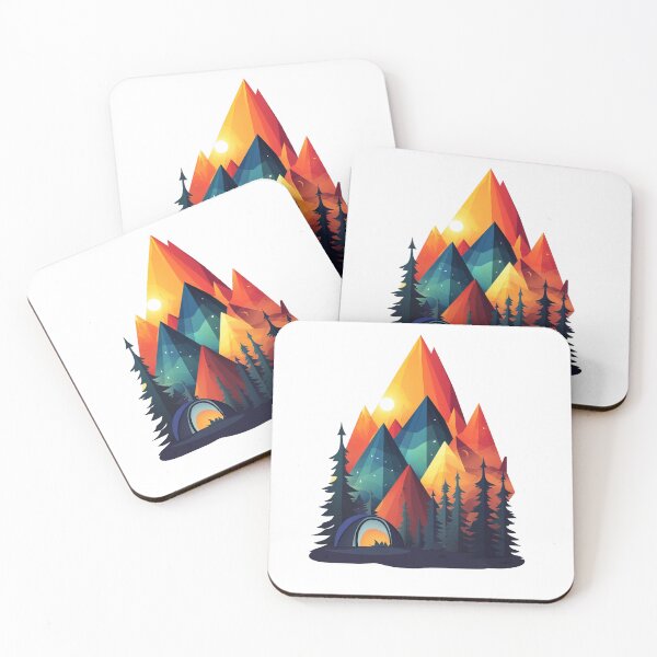 Item preview, Geometric Mountain Camping Adventure designed and sold by BeUniqueCo.