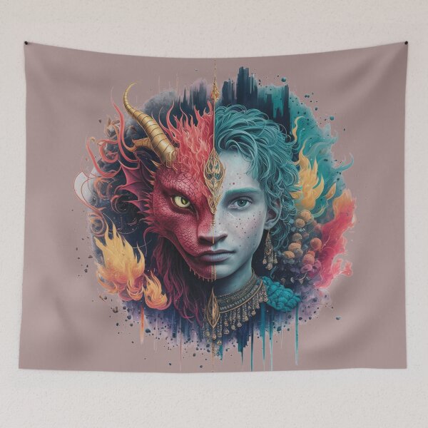 Item preview, historical fantasy romantic movement dragon and prince face designed and sold by RAZ1995.