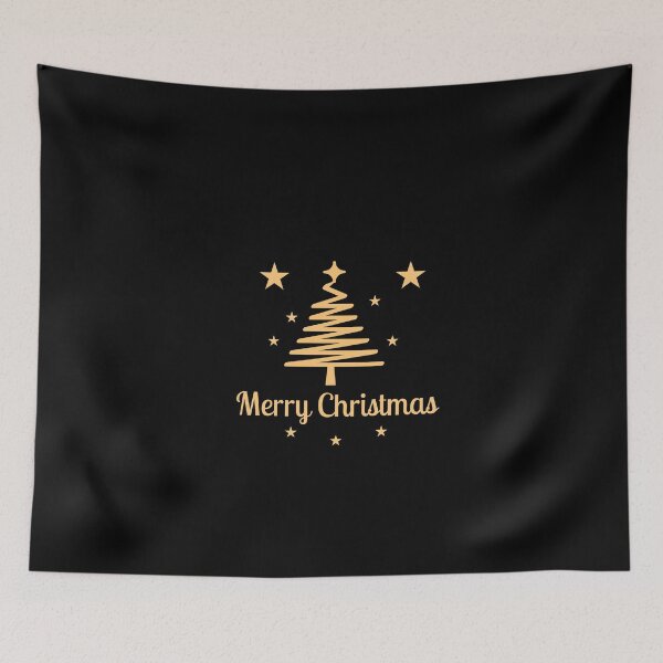 Item preview, minimalist gold Christmas tree graphic,snowy village, fireplace, cozy home,  designed and sold by Natalia Aaa.